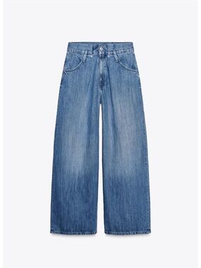 Zara Paperbag High Waisted Blue Denim Jeans